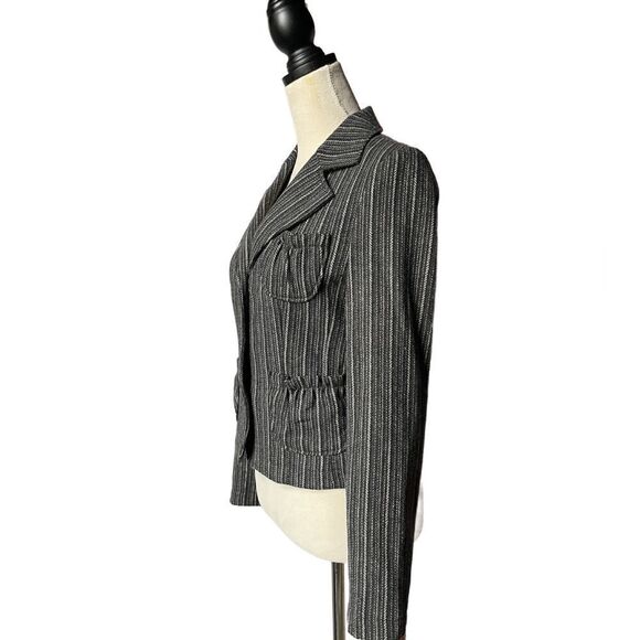 Forever 21 Charcoal Gray & White Striped 50% Wool Button Down Blazer (Med) - Picture 7 of 9